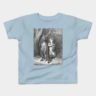 Red Riding Hood Meets Father Wolf - Gustave Dore Kids T-Shirt